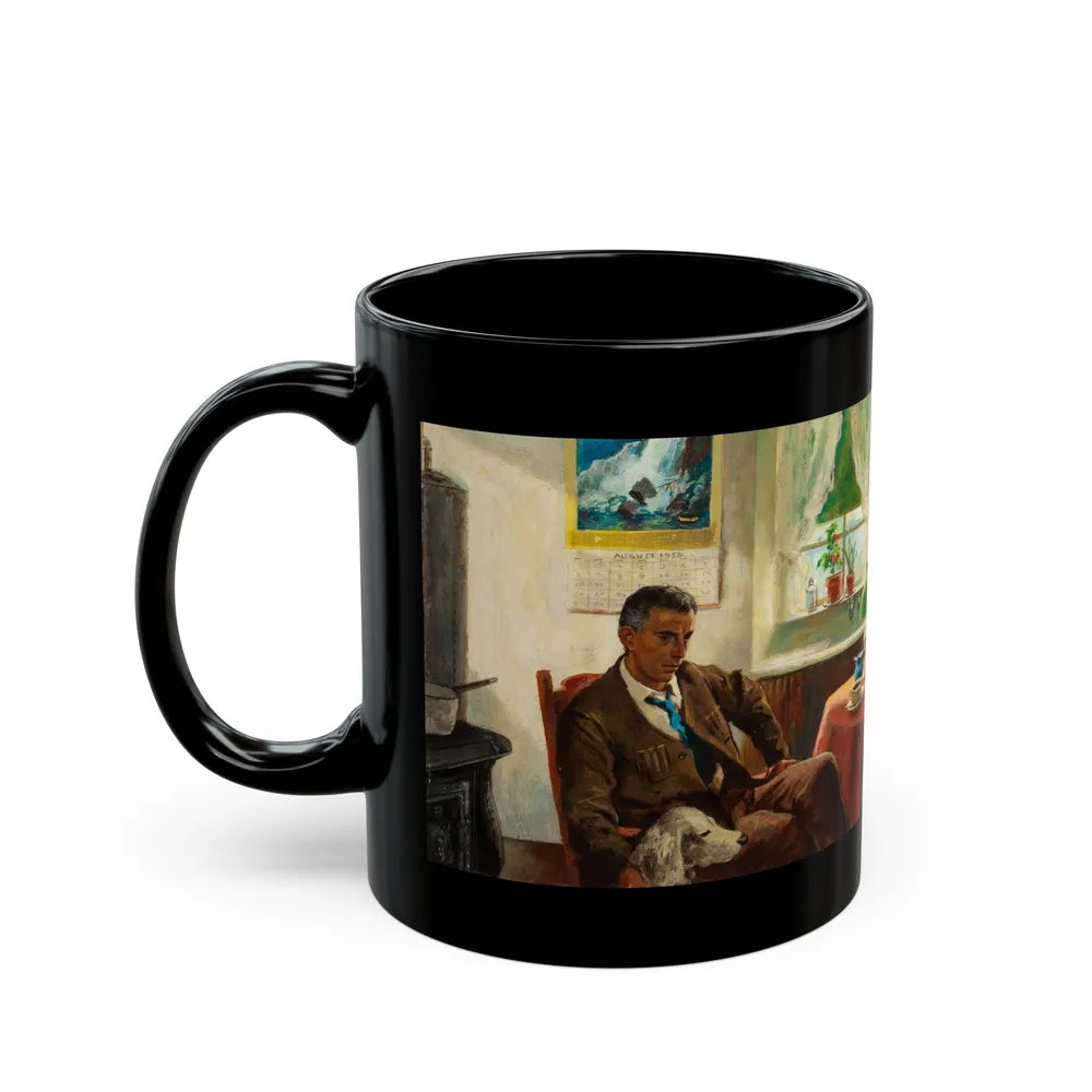 Crowfoot for Luck, Saturday Evening Post illustration - Black Coffee Mug-Go Mug Yourself