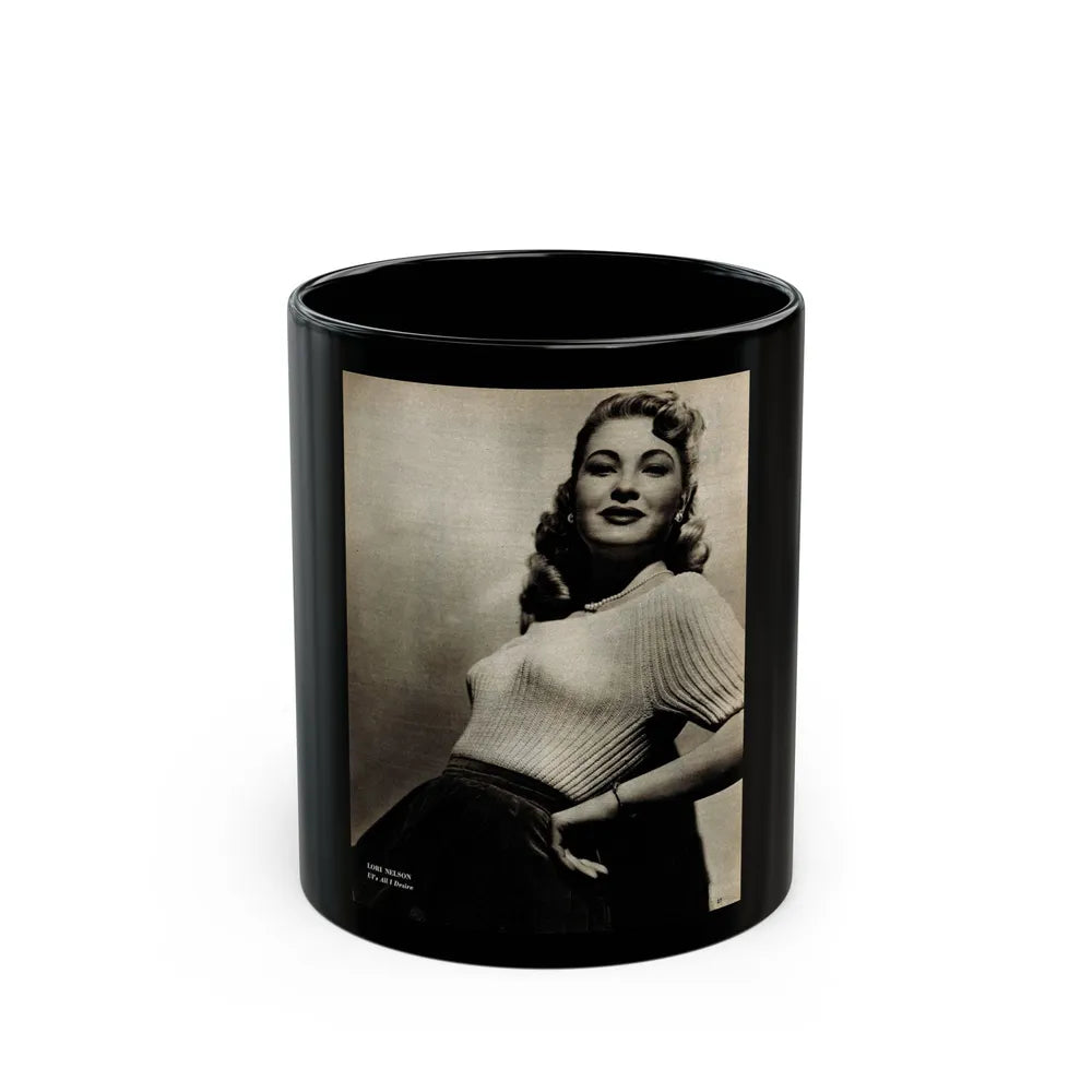 Lori Nelson #207 - B&W Glamour Dress Upper Body & Waist Photo (Vintage Female Icon) Black Coffee Mug-11oz-Go Mug Yourself