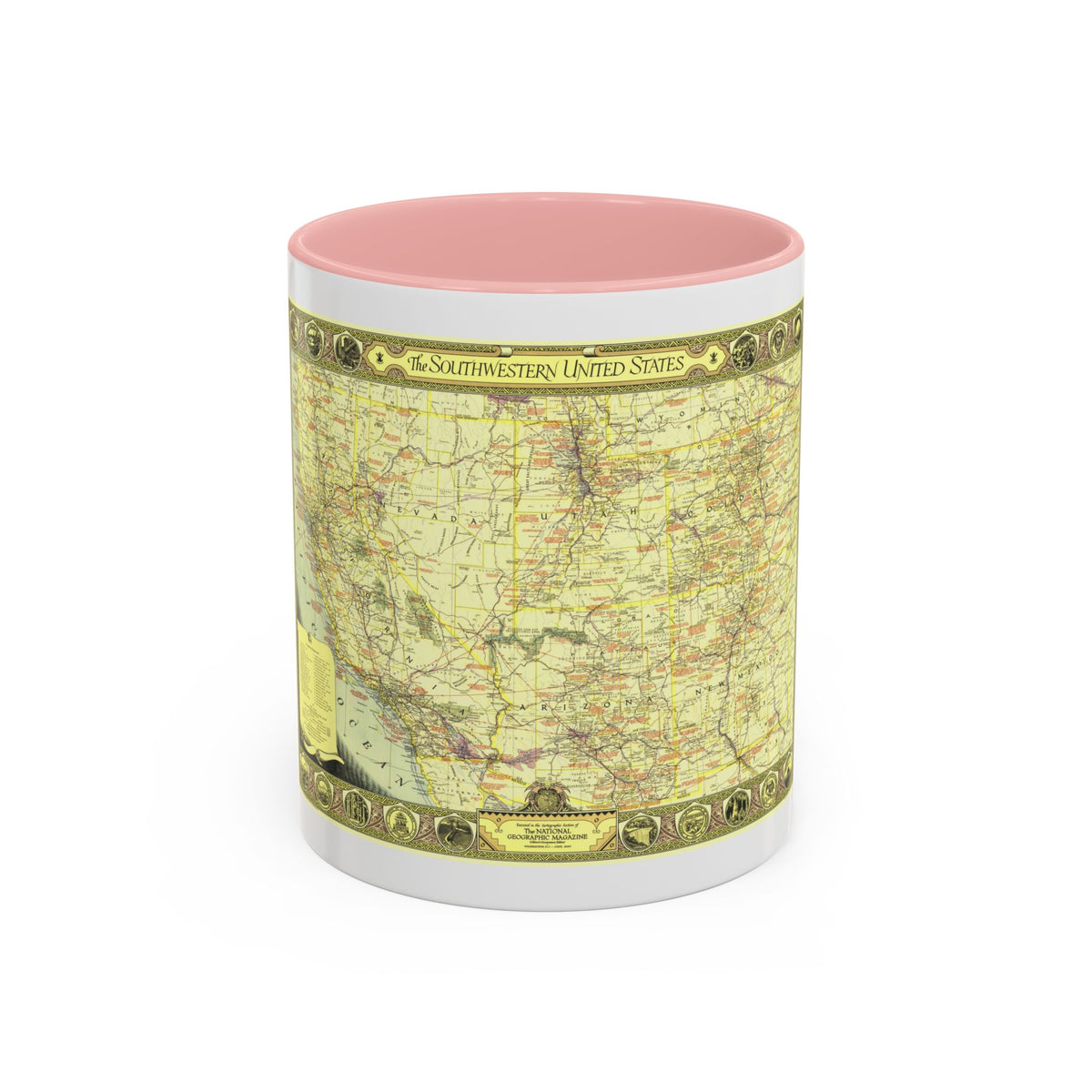 USA - Southwestern (1940) (Map) Accent Coffee Mug