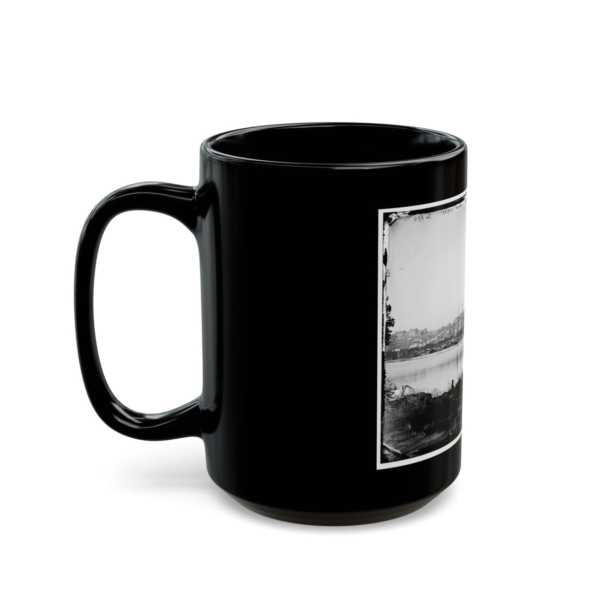 Washington, D.C. Georgetown Waterfront With Sailing Vessels, Seen From Mason's Island (U.S. Civil War) Black Coffee Mug