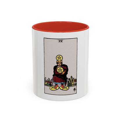 The 4 of Pentacles (Tarot Card) Accent Coffee Mug