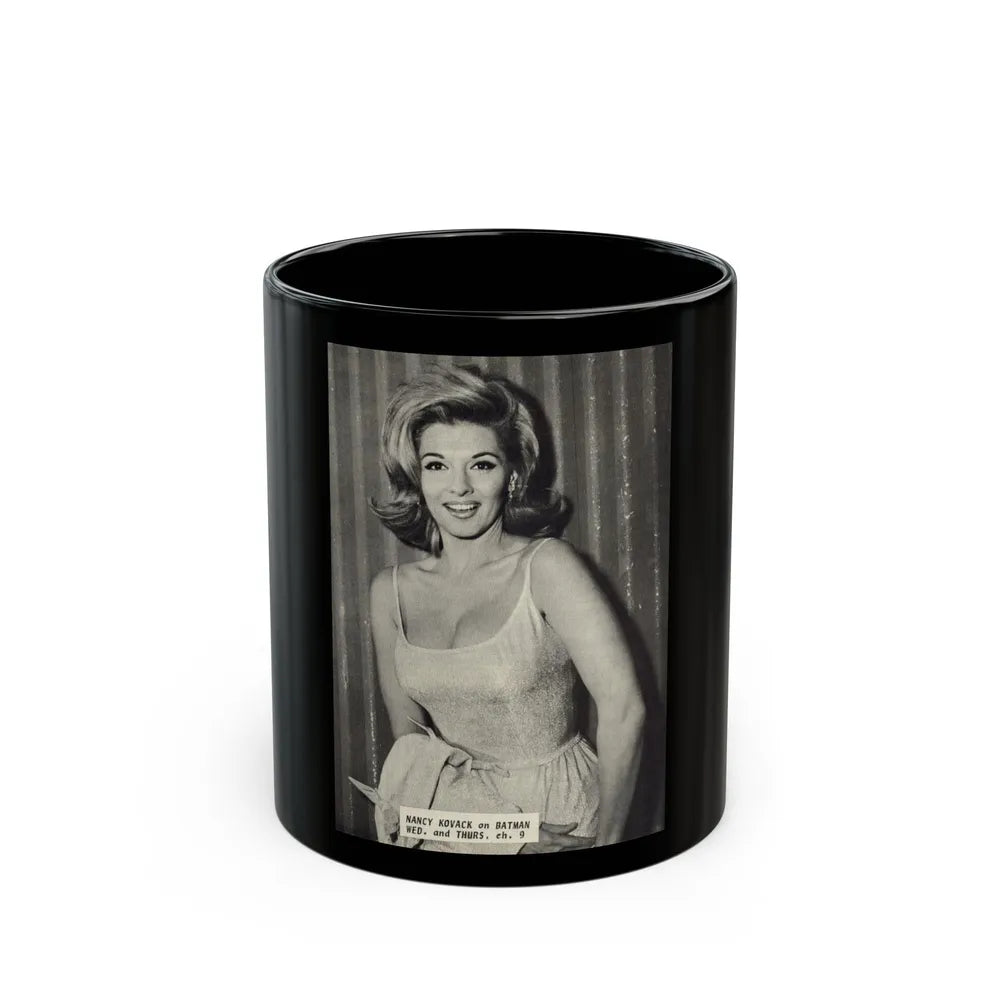 Nancy Kovack #37 (Vintage Female Icon) Black Coffee Mug-11oz-Go Mug Yourself