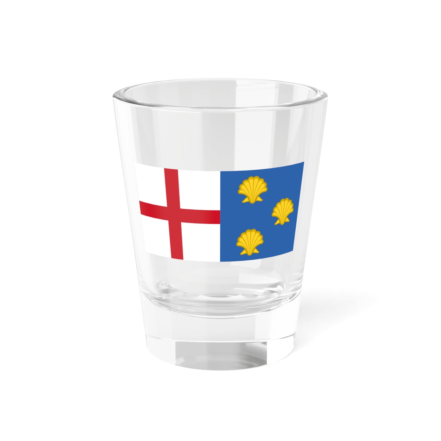 Flag of the Church of St James the Great Birlingham (England) Shot Glass 1.5oz