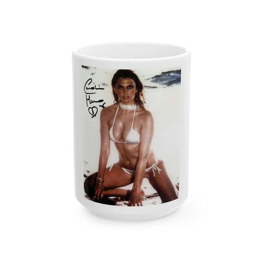 Caroline Munro #171 (Vintage Female Icon) White Coffee Mug-15oz-Go Mug Yourself