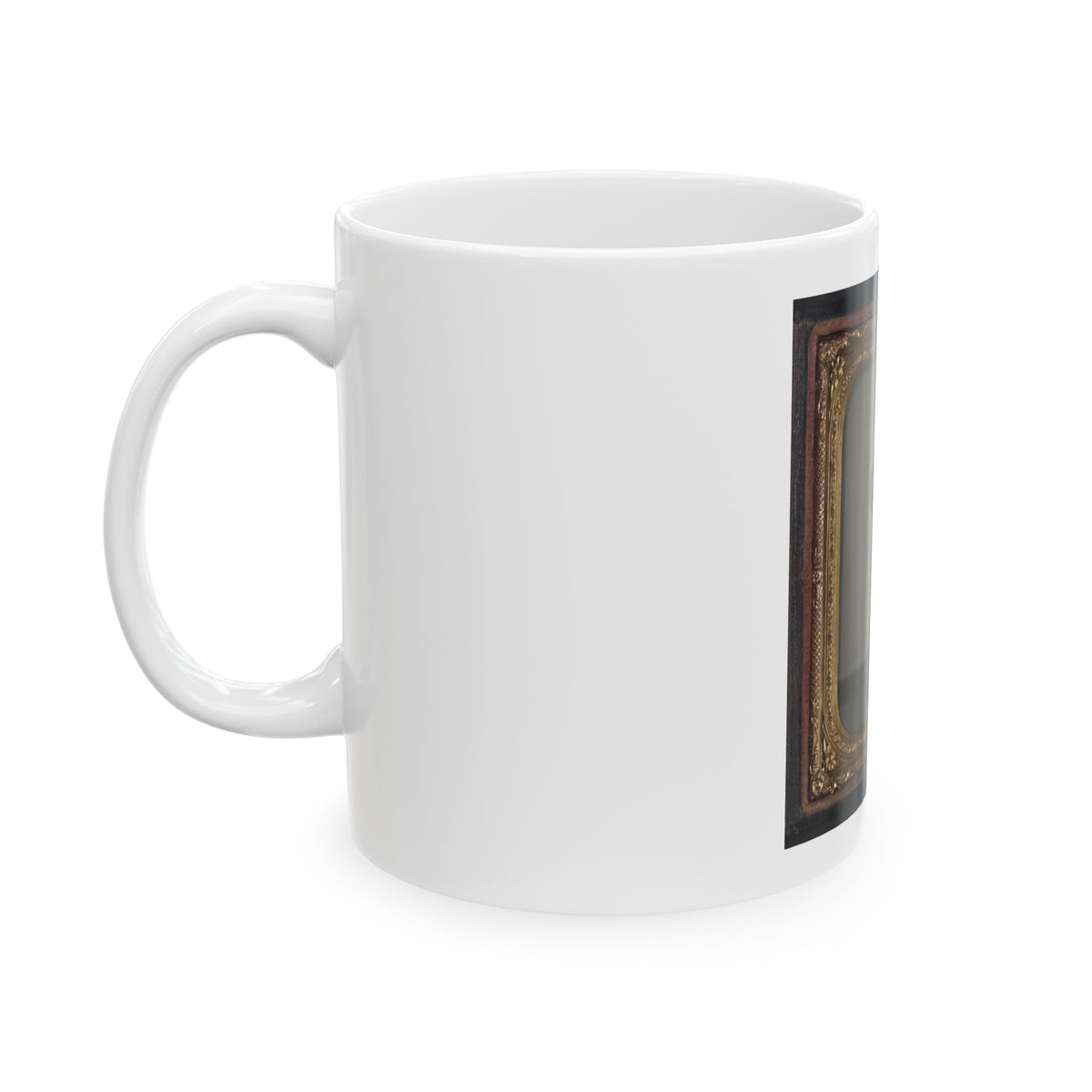Unidentified Soldier In Union Uniform In Front Of Posing Stand And Leaning Against Column (U.S. Civil War) White Coffee Mug