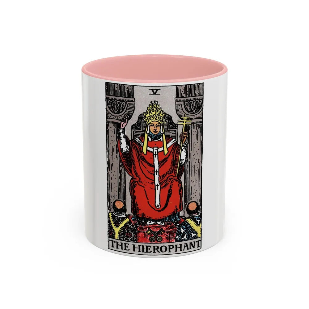 The Hierophant (Tarot Card) Accent Coffee Mug-11oz-Pink-Go Mug Yourself