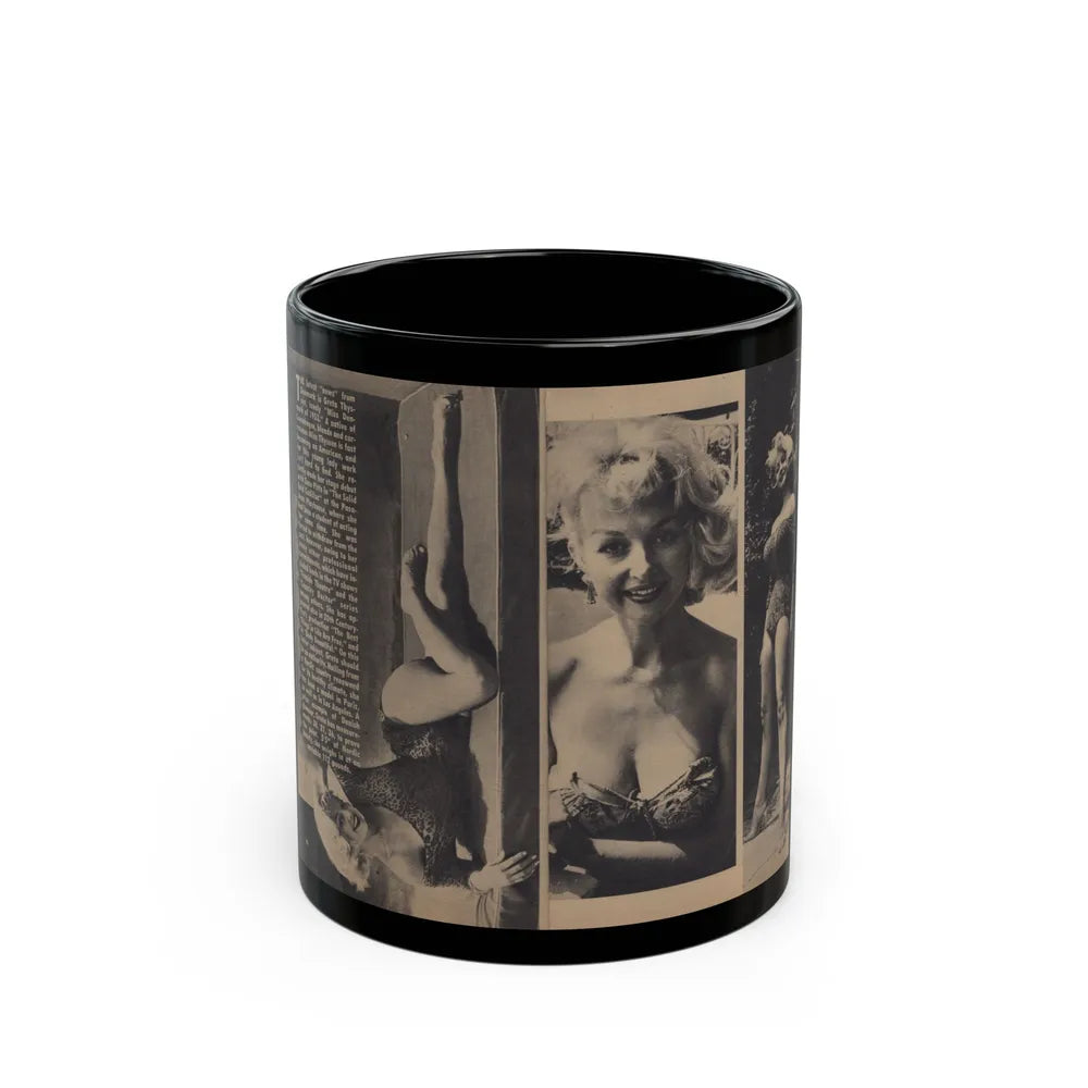 Greta Thyssen #157 - Pages 2 & 3 of 5 with, 3 B&W Photos & Article from Xcitement Digest Mag. June '57 (Vintage Female Icon) Black Coffee Mug-11oz-Go Mug Yourself