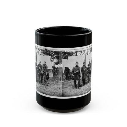 Fair Oaks, Va., Vicinity. Capt. James M. Robertson (Third From Left) And Officers (U.S. Civil War) Black Coffee Mug