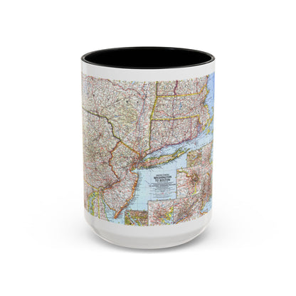 USA - Washington to Boston (1962) (Map) Accent Coffee Mug