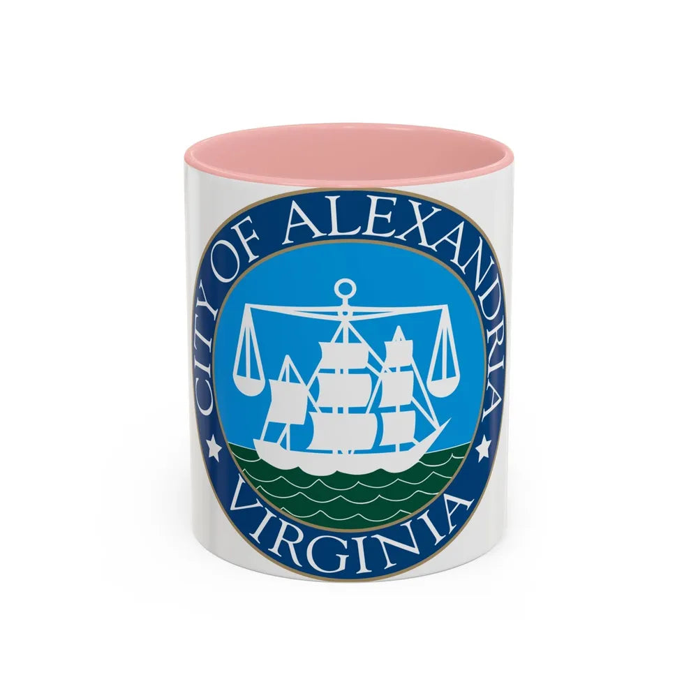 Seal of Alexandria Virginia - Accent Coffee Mug-11oz-Pink-Go Mug Yourself