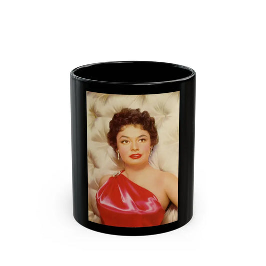 Ruth Roman #11 - x Color Upper Body Glamour Red Dress Photo (Vintage Female Icon) Black Coffee Mug-11oz-Go Mug Yourself