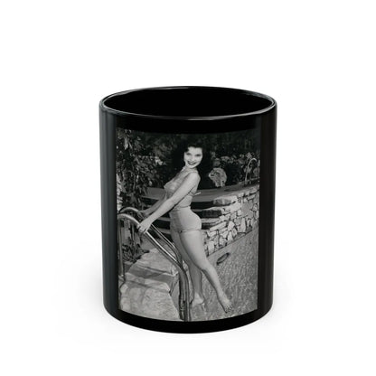 Debra Paget #274 B&W 8x10 Full Body 2-Piece Swimsuit Leggy Barefoot Cheesecake Phorto (Vintage Female Icon) Black Coffee Mug-11oz-Go Mug Yourself