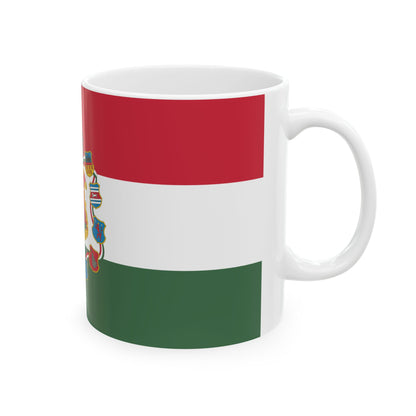 Flag of Hungary with great coat of arms 1849 (Hungary) White Coffee Mug