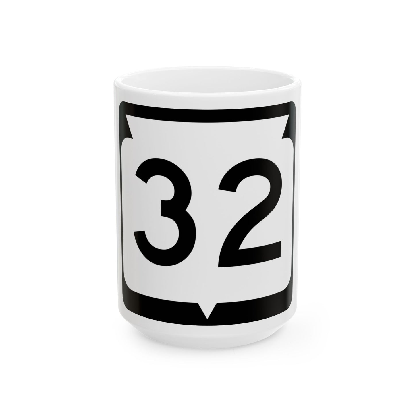 WIS 32 no arrows (Wisconsin) (Road Sign) White Coffee Mug-15oz-Go Mug Yourself