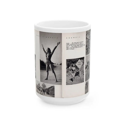 Dawn Richard #70 - [Pages 66 & 67] Including 2 Pages & 7 B&W Photos with Caption from DUDE Mag. '57 1 (Vintage Female Icon) White Coffee Mug-15oz-Go Mug Yourself