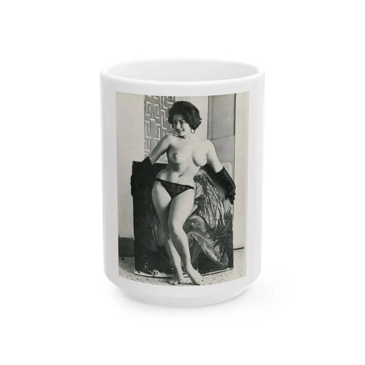 June Palmer #330 - Topless (Vintage Female Icon) White Coffee Mug-15oz-Go Mug Yourself