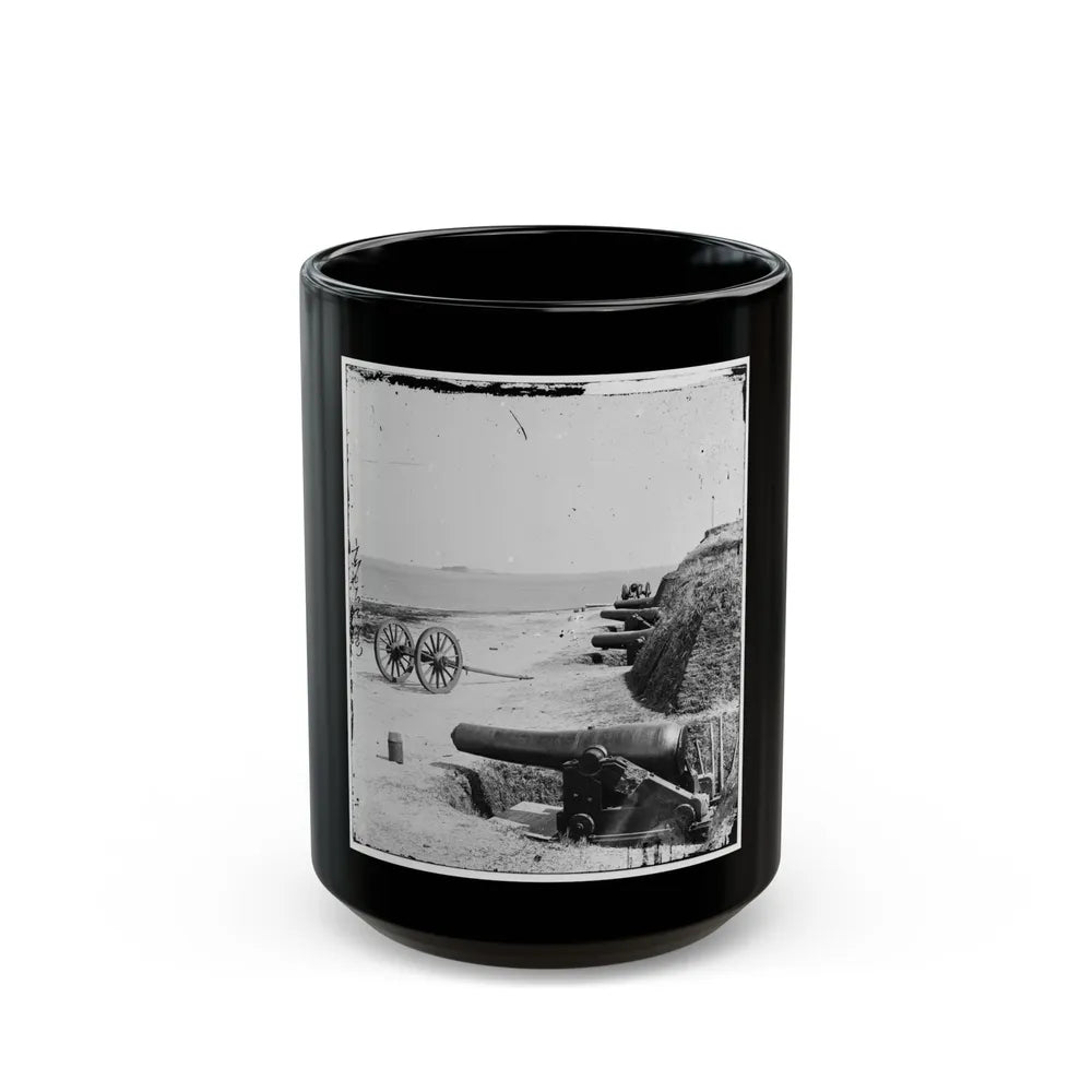 Charleston, S.C. Battery Of Confederate Fort Johnson; Fort Sumter In Distance (U.S. Civil War) Black Coffee Mug-15oz-Go Mug Yourself