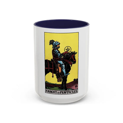 The Knight of Pentacles (Tarot Card) Accent Coffee Mug-15oz-Navy-Go Mug Yourself