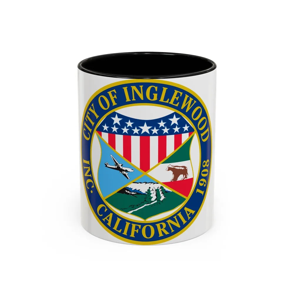 Seal of Inglewood California - Accent Coffee Mug-11oz-Black-Go Mug Yourself