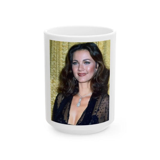 Lynda Carter #203.1 (Vintage Female Icon) White Coffee Mug-15oz-Go Mug Yourself