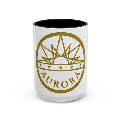 Seal of Aurora Colorado - Accent Coffee Mug-15oz-Black-Go Mug Yourself