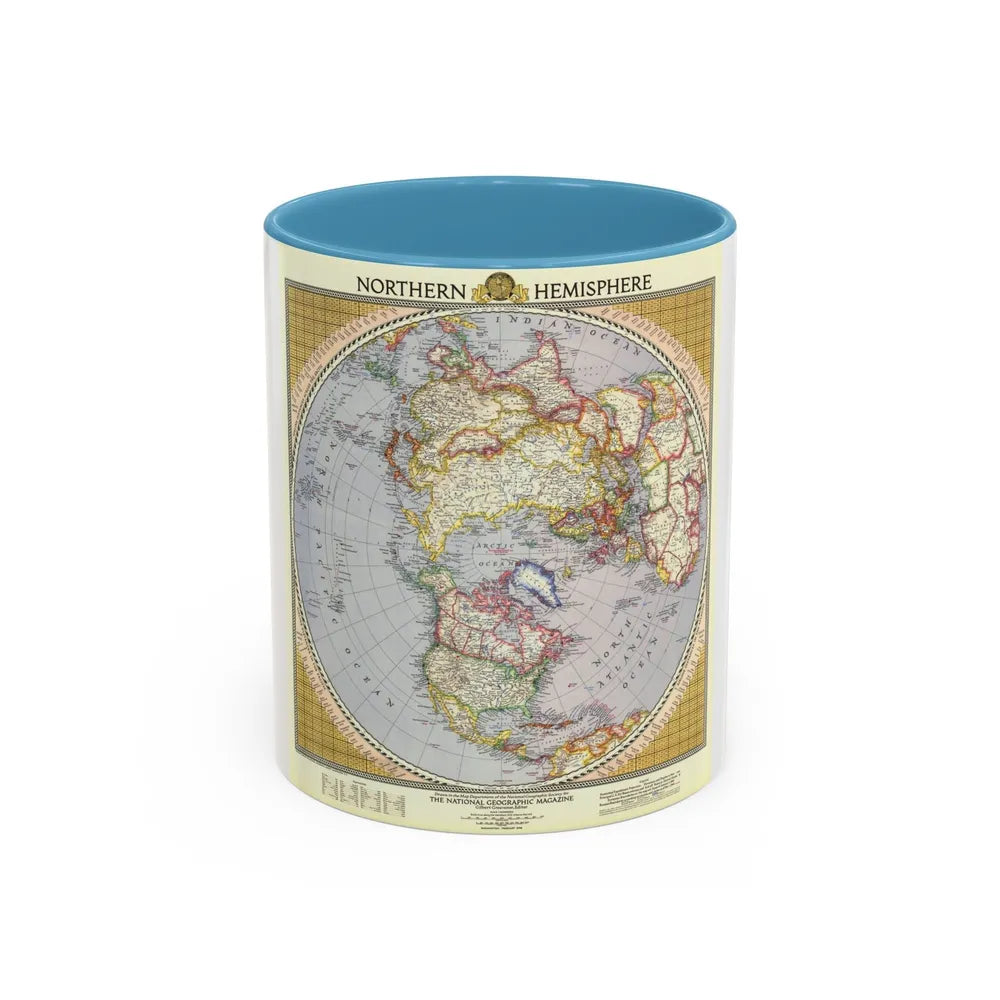 Northern Hemisphere (1946) (Map) Accent Coffee Mug-11oz-Light Blue-Go Mug Yourself