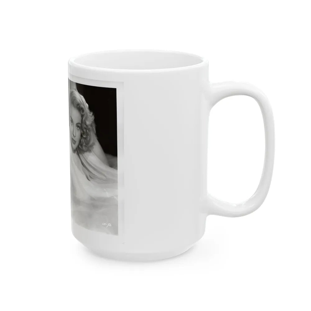 Lori Nelson #230 - Negative Struck 80's or 90's Re-Print 8x10 1950's B&W of Upper Body Glamour Photo (Vintage Female Icon) White Coffee Mug-Go Mug Yourself