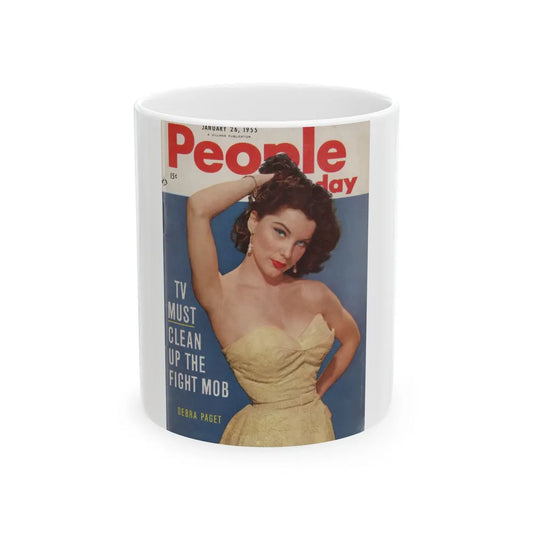 Debra Paget #674 - Debra on Cover in Color & inside spread of People Today Pocket Mag. from 1-26-55 (Vintage Female Icon) White Coffee Mug-11oz-Go Mug Yourself