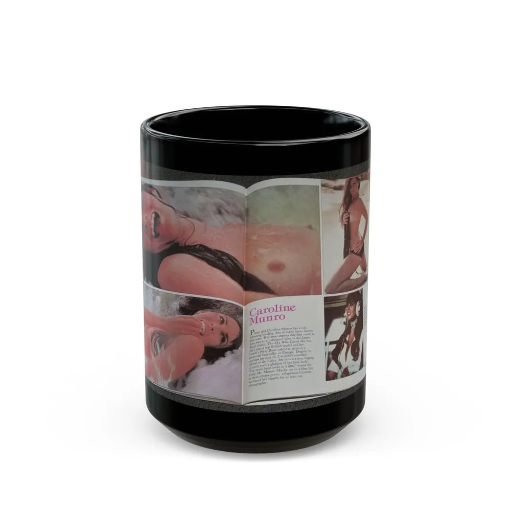 Caroline Munro #150 - Celebrity Skin '84 Topless Spread (Vintage Female Icon) Black Coffee Mug-15oz-Go Mug Yourself