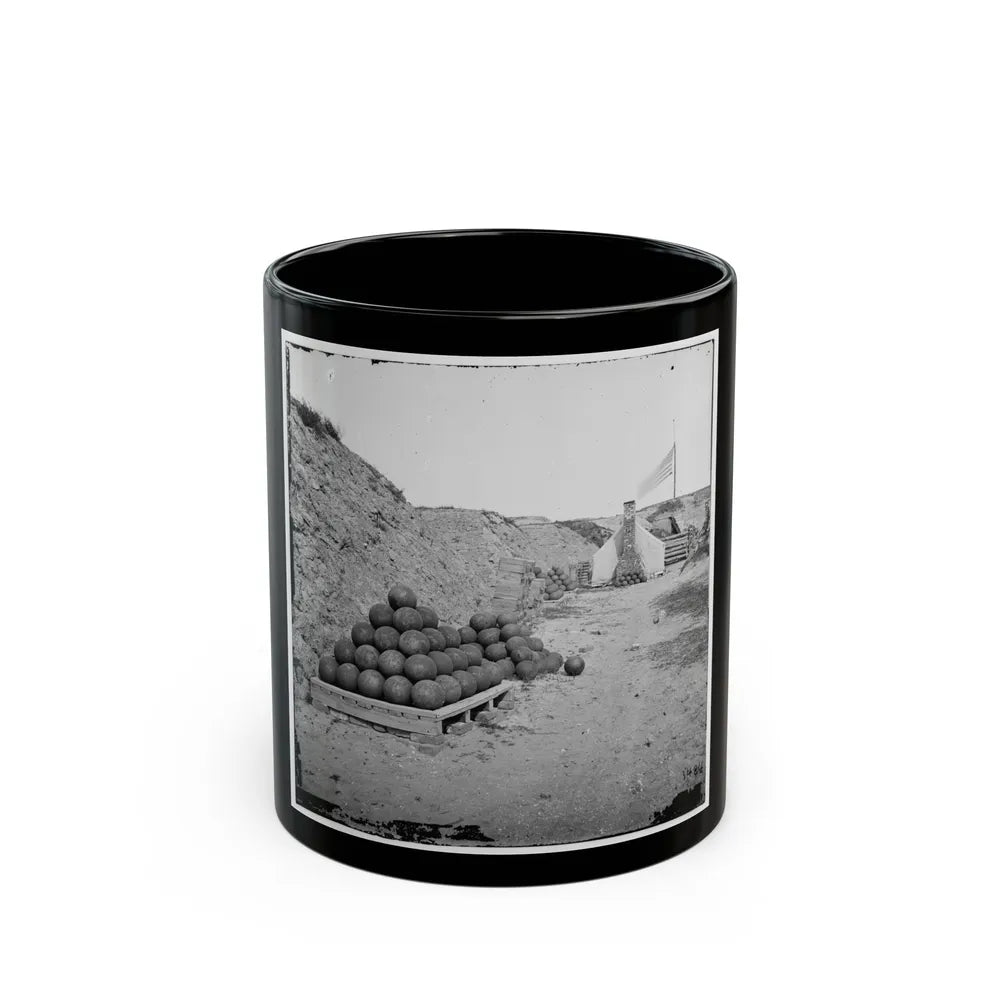 Charleston, S.C. Interior View Of Fort Johnson, With Stacks Of Shot (U.S. Civil War) Black Coffee Mug-11oz-Go Mug Yourself