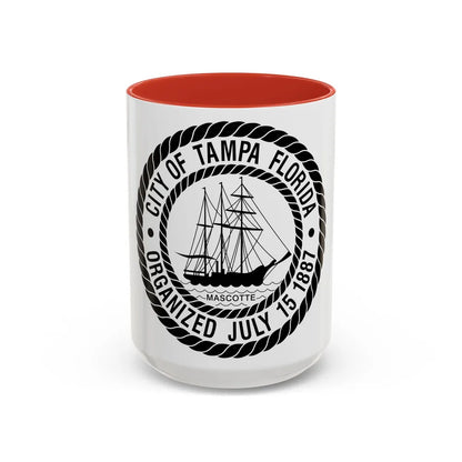 Seal of Tampa Florida - Accent Coffee Mug-15oz-Red-Go Mug Yourself