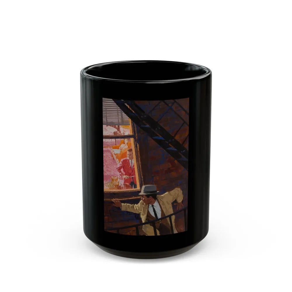 Danger on the Fire Escape - Black Coffee Mug-15oz-Go Mug Yourself