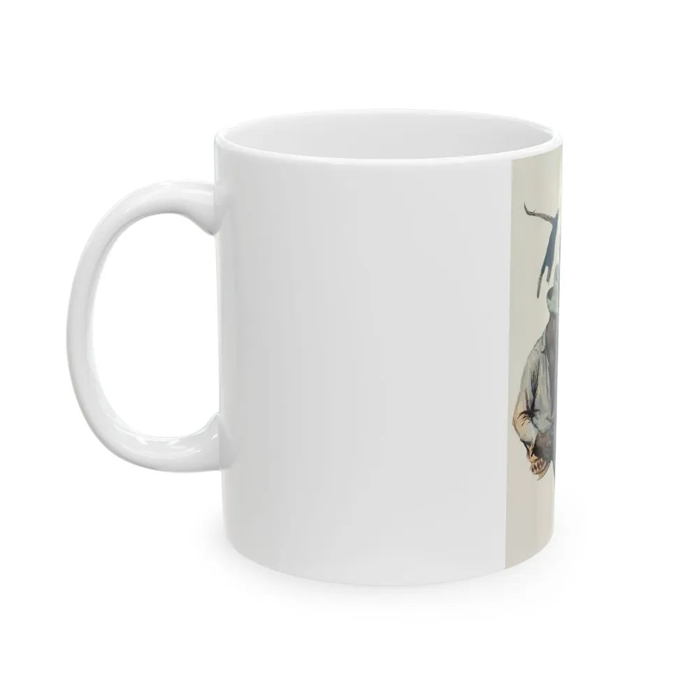 Cowboy Unlocking Door - White Coffee Mug-Go Mug Yourself