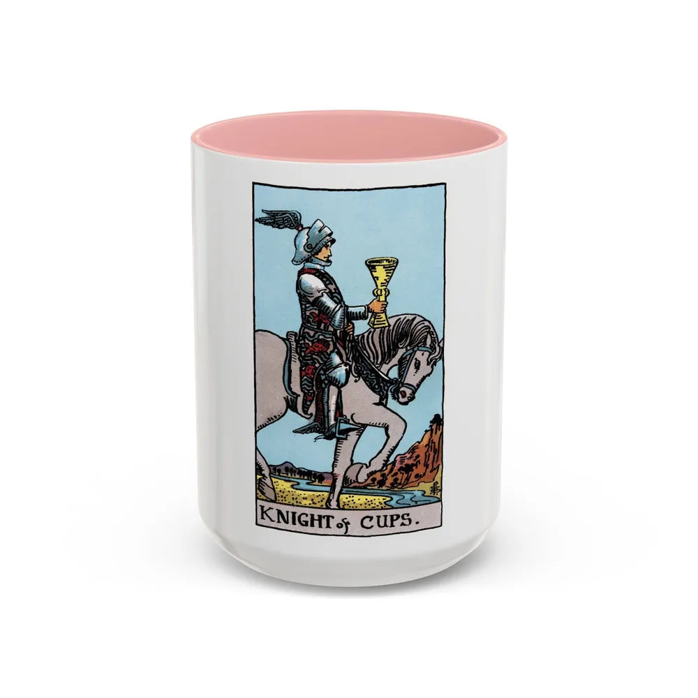 The Knight of Cups (Tarot Card) Accent Coffee Mug-15oz-Pink-Go Mug Yourself