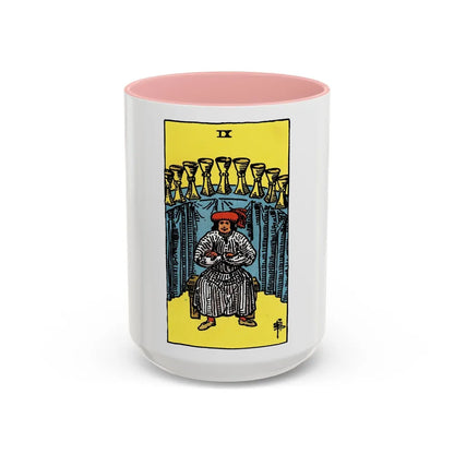 The 9 of Cups (Tarot Card) Accent Coffee Mug-15oz-Pink-Go Mug Yourself