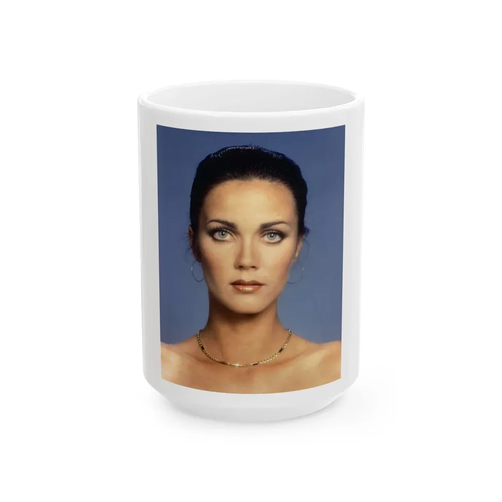 Lynda Carter #227 (Vintage Female Icon) White Coffee Mug-15oz-Go Mug Yourself