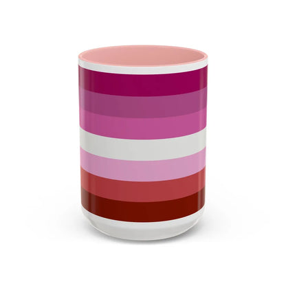 Lesbian Pride Flag - Accent Coffee Mug-15oz-Pink-Go Mug Yourself