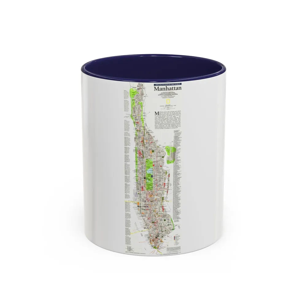 USA - Manhattan (1990) (Map) Accent Coffee Mug-11oz-Navy-Go Mug Yourself