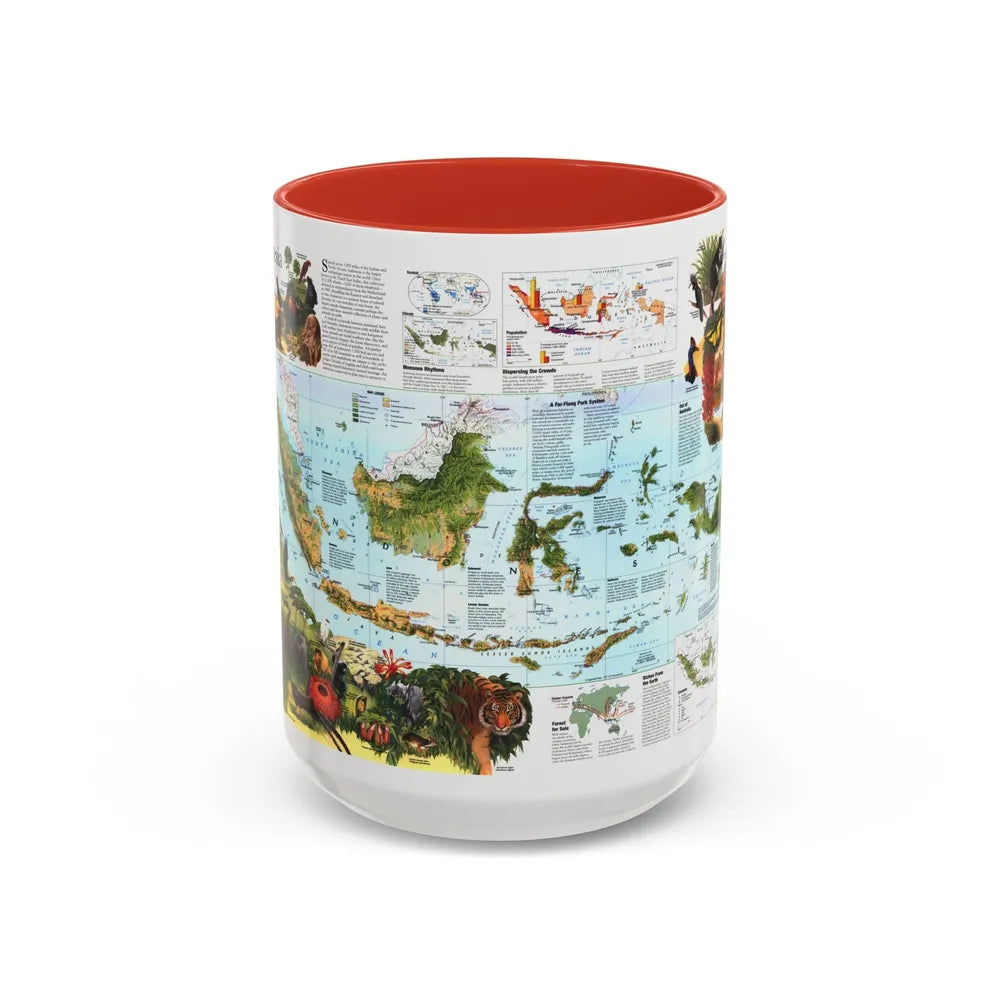 Indonesia 2 (1996) (Map) Accent Coffee Mug-15oz-Red-Go Mug Yourself