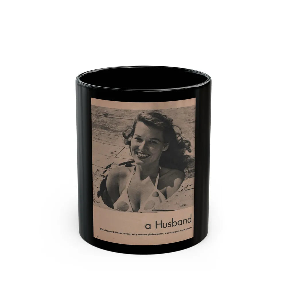 Penny Duncan #46 - [Pages 20] Pages 1 of 4 with, Penny+1 B&W Photo & Caption from Stag Mag. April '56 (Vintage Female Icon) Black Coffee Mug-11oz-Go Mug Yourself