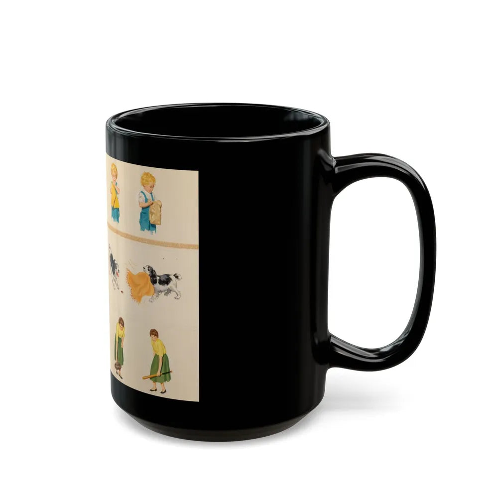 Fun at Home, Dick and Jane illustration - Black Coffee Mug-Go Mug Yourself