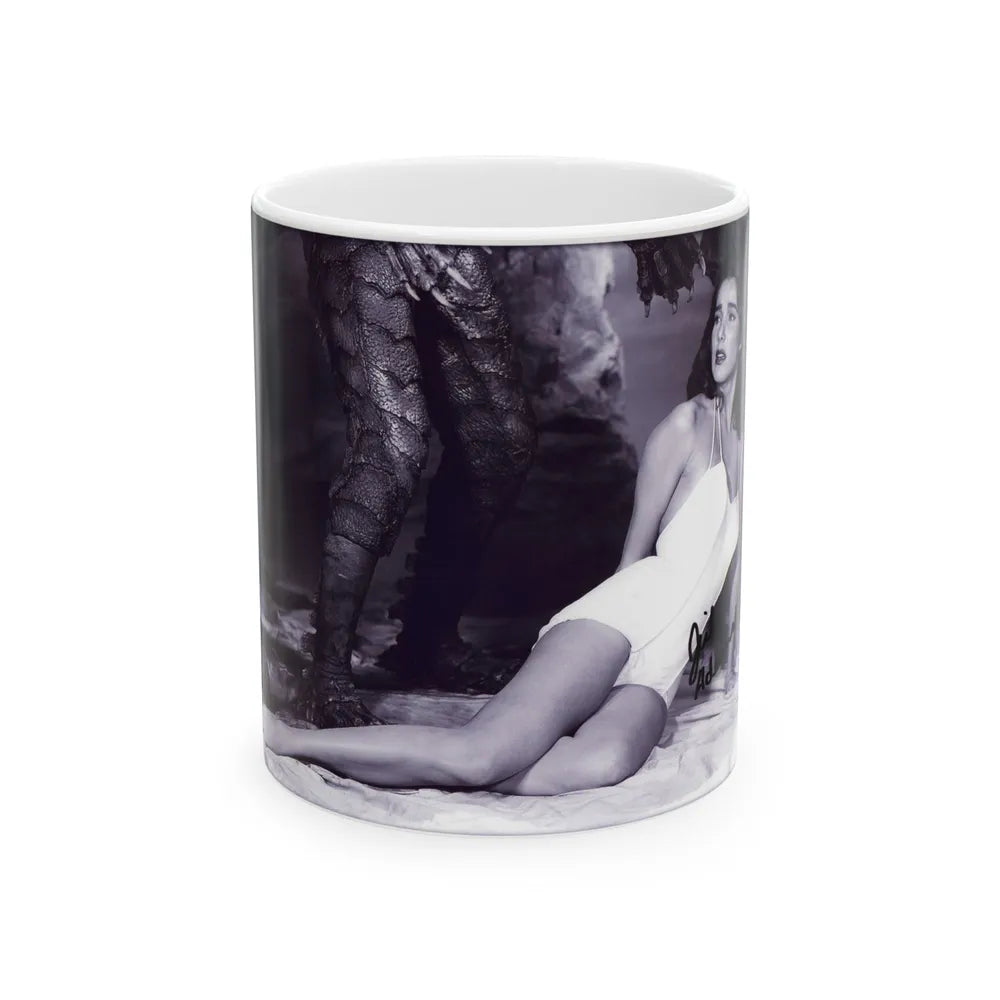 Julia Adams #212 - 8x10 B&W Full Body 1-Piece Swimsuit Promo Photo for Creature From The Black Lagoon '54 (Vintage Female Icon) White Coffee Mug-11oz-Go Mug Yourself