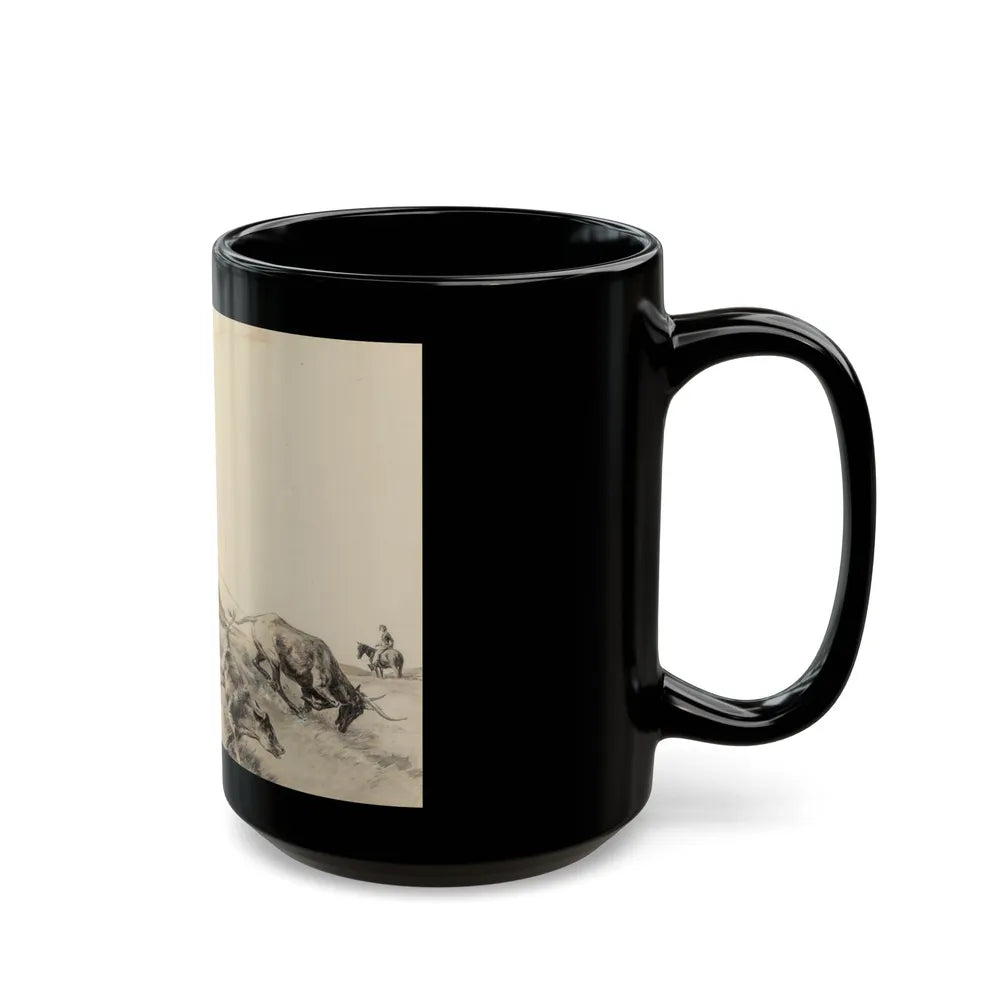 Cowboys Roping Steer - Black Coffee Mug-Go Mug Yourself