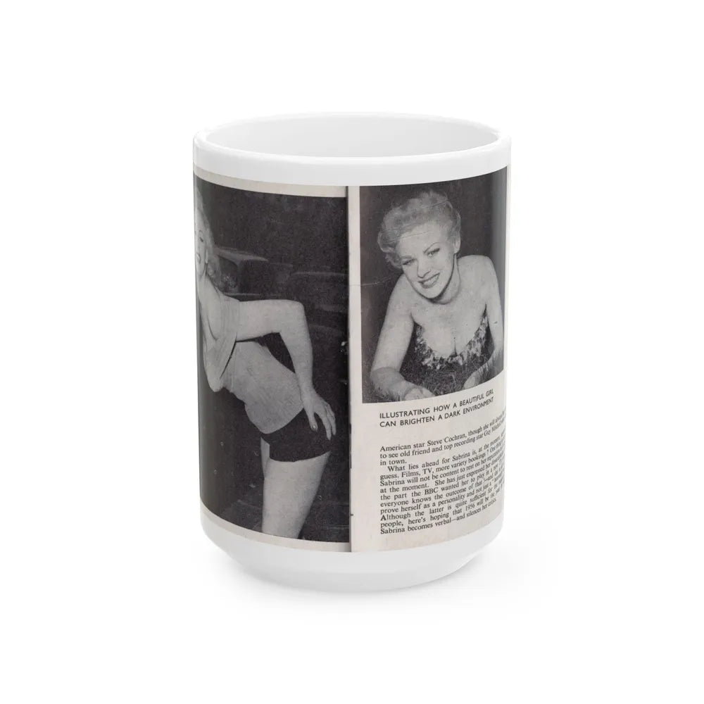 Norma Sykes #147 - 66 PHOTOGRAPHS OF Sabrina U.K. Pocket Mag. Pages 24 & 25 (Vintage Female Icon) White Coffee Mug-15oz-Go Mug Yourself