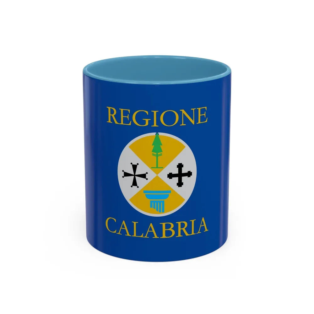 Flag of Calabria Italy - Accent Coffee Mug-11oz-Light Blue-Go Mug Yourself