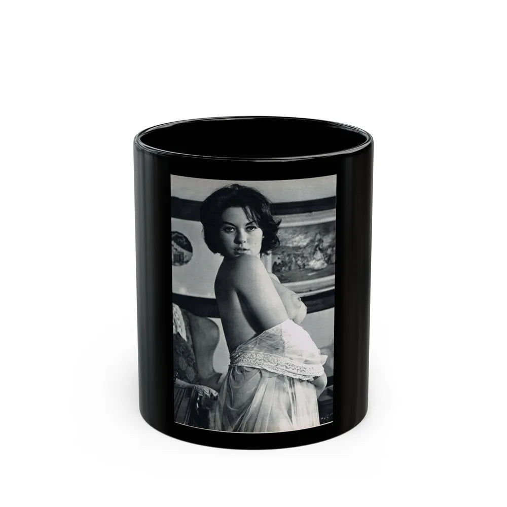 June Palmer #150 - Topless (Vintage Female Icon) Black Coffee Mug-11oz-Go Mug Yourself