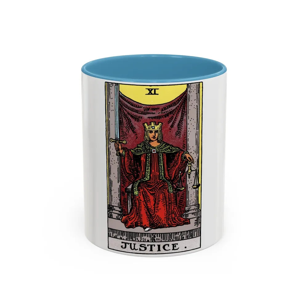 Justice (Tarot Card) Accent Coffee Mug-11oz-Light Blue-Go Mug Yourself