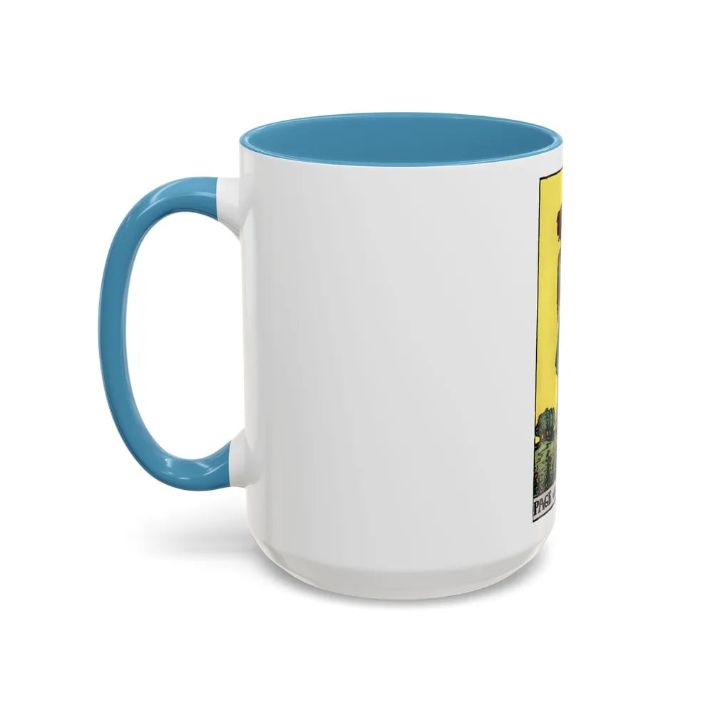 The Page of Pentacles (Tarot Card) Accent Coffee Mug-Go Mug Yourself