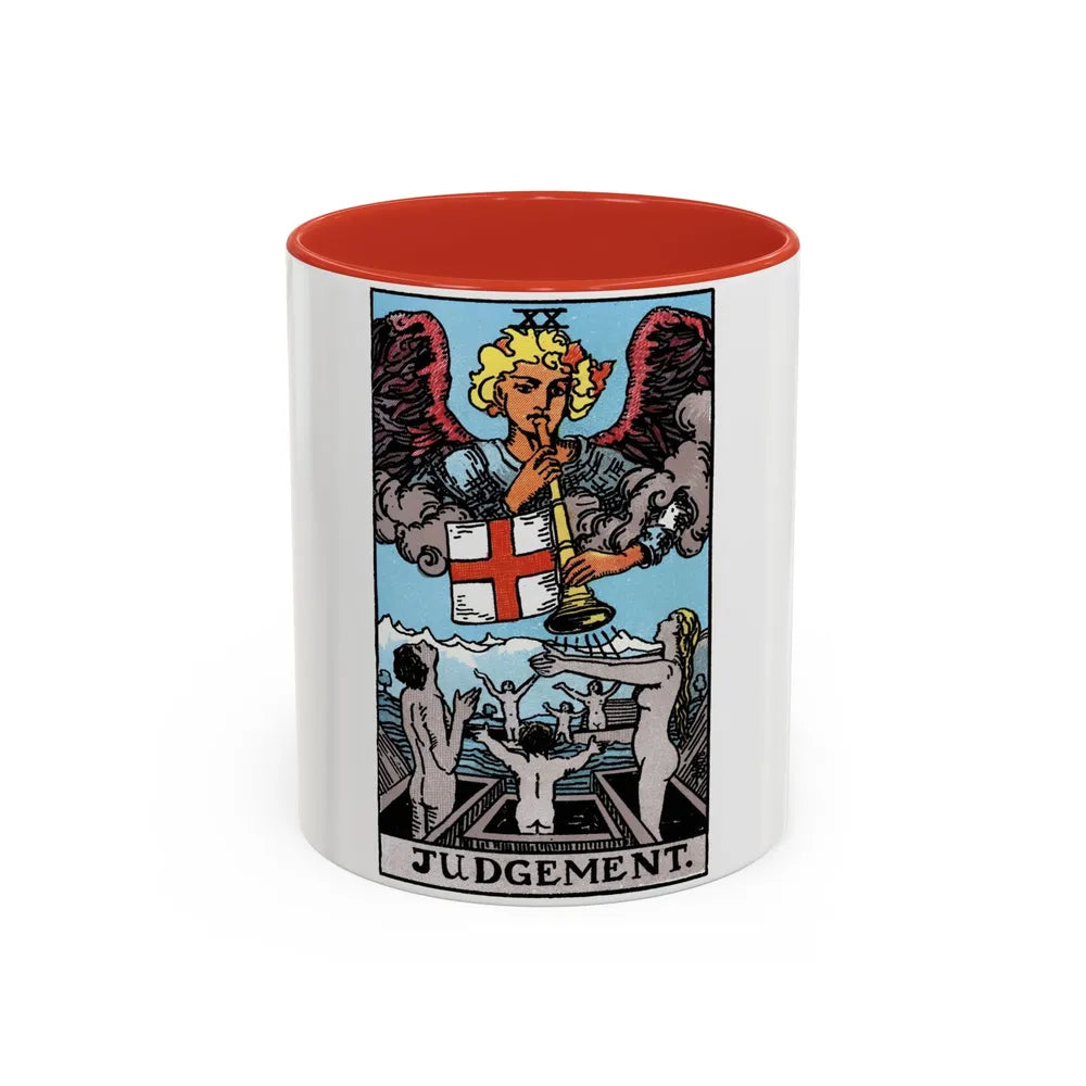 Judgement (Tarot Card) Accent Coffee Mug-11oz-Red-Go Mug Yourself