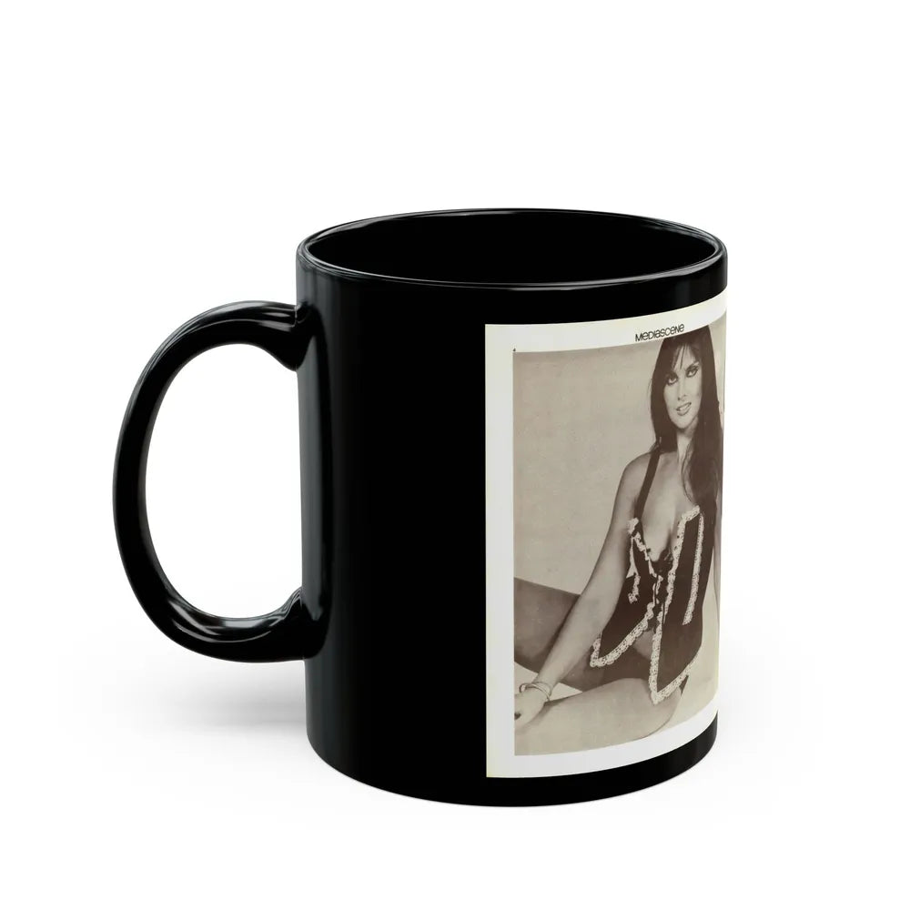 Caroline Munro #356 (Vintage Female Icon) Black Coffee Mug-Go Mug Yourself